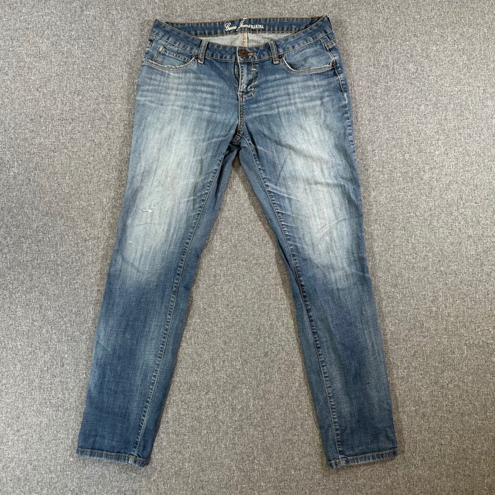 Guess Jeans Womens 31 Marina Blue Slim Straight Q8202404 Medium Wash Denim